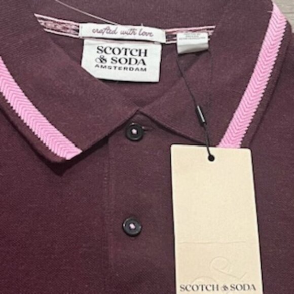 NEW Scotch And Soda Burgundy Cotton Polo Shirt Golf Men’s Size Large NWT‎ - Picture 3 of 12
